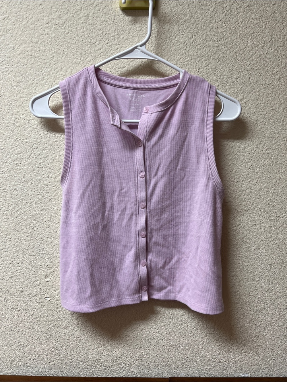 American Eagle Outfitters Light Pink Button-Front Sleeveless Tank
